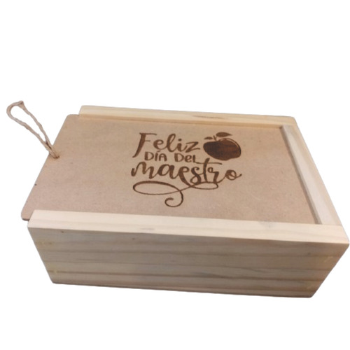 Caja En Madera -tapa Corrediza -grabada Día Del Maestro