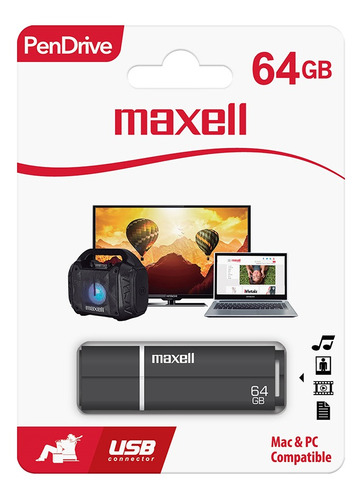 Pendrive Maxell Sil 64gb Colores