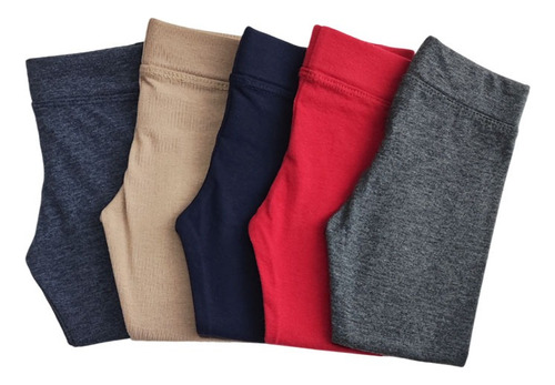 Pack 5 Leggins Para Niña 2 A 12 Años Colores Básicos Algodón