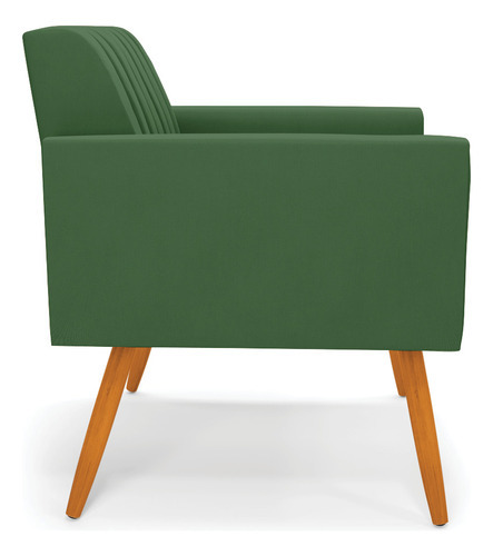 Kit 2 Poltronas Viena Gomada Suede Verde Pés Palito Castanho