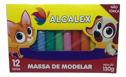 Kit C/30 Caixinha De Massinha Alcalex Colors 12 Cores 130 G Cor Colorido