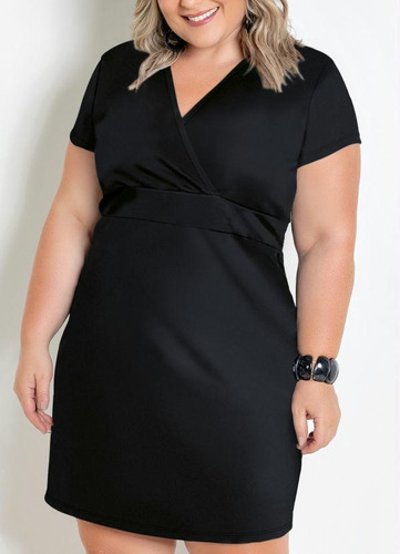 Vestido Preto Em Malha Plus Size