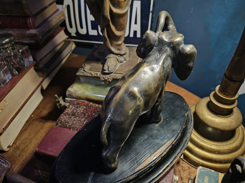 Antíguo Elefante En Bronce Francés Marrón Oscuro (Usado)