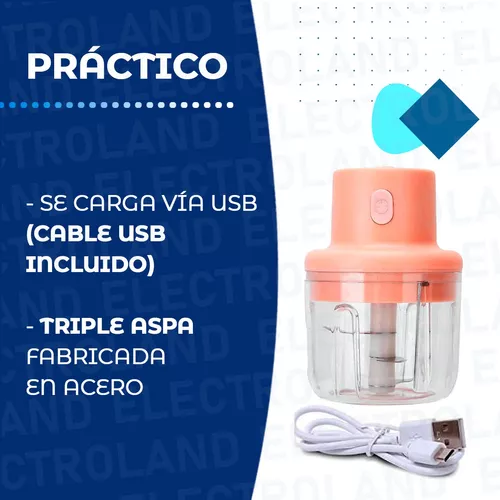 Picadora Eléctrica Recargable Usb Inalámbrico Alimentos Ajo