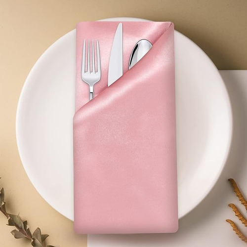 Set De Servilletas De Tela De 43x43 Cm, 50 Piezas Color Rosa Liso