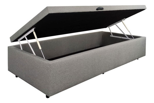 Cama Box Baul Base Sommier 1 Plaza Tapizado Tela Lino