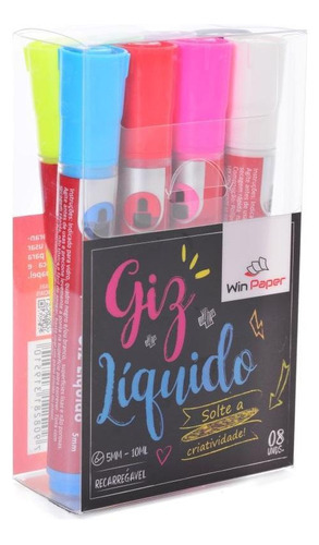 Kit Giz Liquido Com 8 Cores