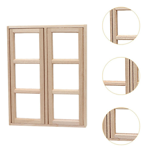 Xfw3 Ventana De Casa De Muñecas Con Decoración De Madera, B