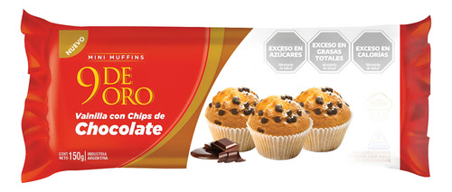Mini Muffins 9 De Oro Vainilla Con Chips De Chocolate X 3 Un
