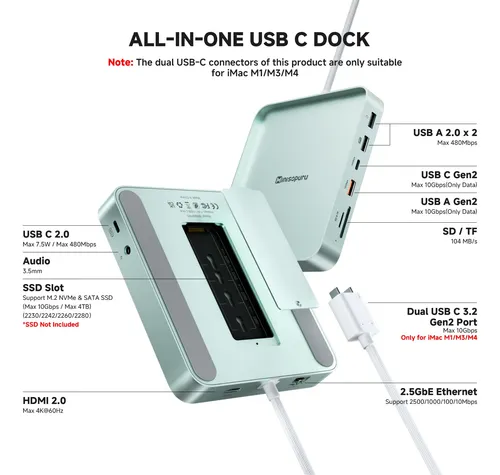 Minisopuru Iexpandmate Ds802pro Concentrador Usb-c Con Hdm