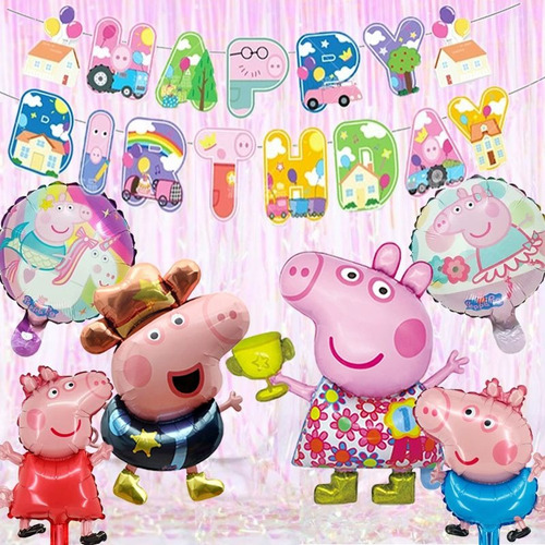 Set De Globos Peppa Pig Decoración De Fiesta Cumpleaños 8pcs