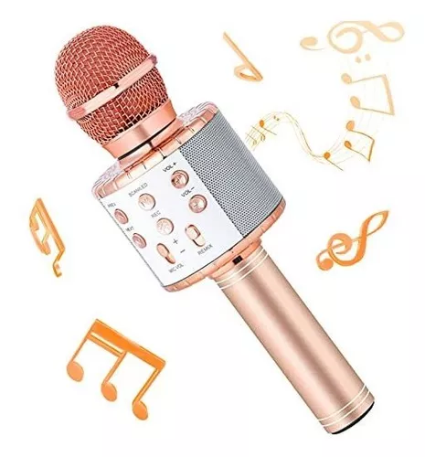 Micrófono de karaoke inalámbrico para niños con cambiador de voz, 5 en 1,  Bluetooth, con luces LED, parlante y grabadora portátil, para fiestas en