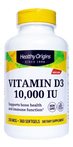 Vitamina D3 10000 Iu 360 Softgels - Healthy Origins