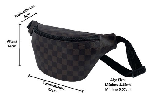 Bolsa Pochete De Cintura Ombro Transversal Necessaire Cor Marrom Desenho do tecido Xadrez