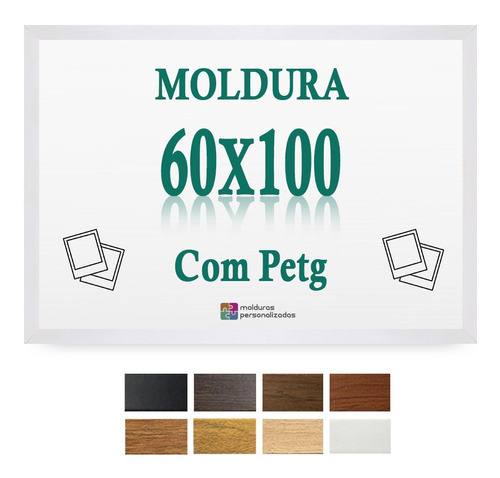 Moldura 100x60 Cm Para Quadro Arte Poster Painel Com Petg Cor Branco