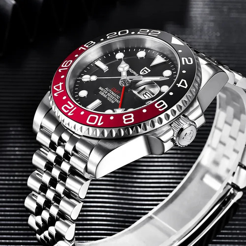 Reloj Mecánico Automático Para Hombre Gmt Dual Time Zone Nig