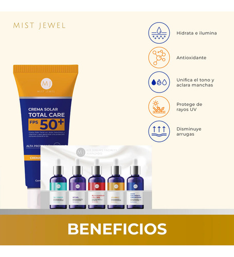 Kit Belleza Avanzada Protector Solar 50 + 5 Serum Faciales