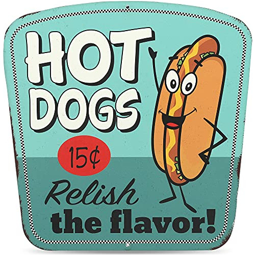 Hot Dogs Relish The Flavor Metal Sign Funny Vintage Din...