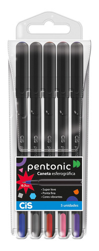 Caneta Esferográfica Pentonic 0.7 Estojo 5 Cores - Cis Cor da tinta Diversas Cor do exterior Preto