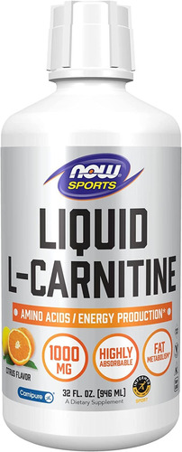 Now Foods Sports, L-carnitina Líquida, Cítricos, 1000 Mg, 3