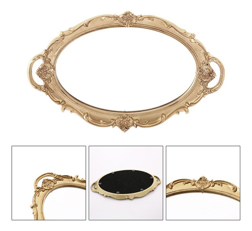 Retro Maquillaje Espejo Tocador Bandeja Joyería Bandeja