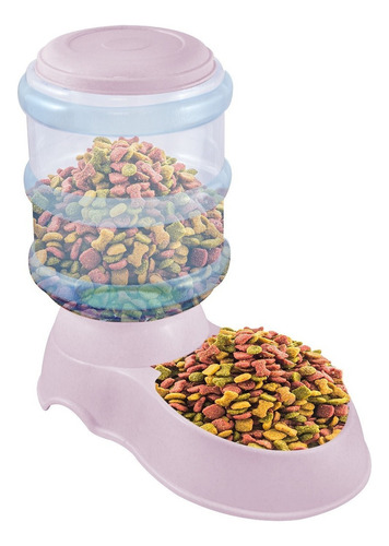 Dispensador Automatico De Alimento Para Mascotas Perro Gato Color Rosa Oval