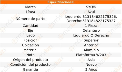 (1) Brazo Del Izq O Der Sup Ant C320 01/05 Línea Azul