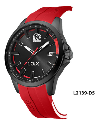 Reloj Hombre Loix® L2139-5 Rojo Con Tablero Negro Y Rojo