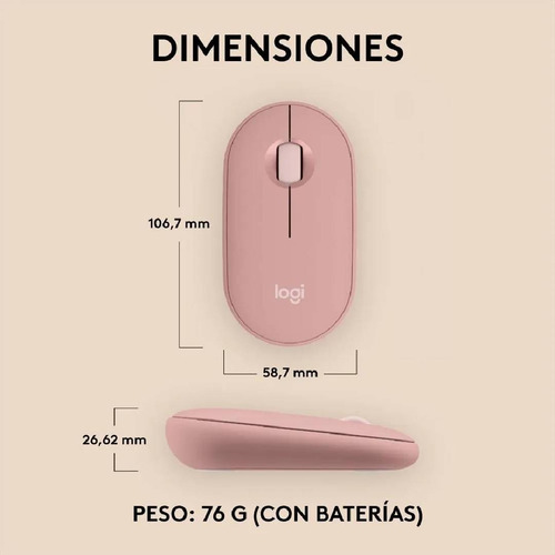 Mouse Logitech Pebble 2 M350s Inalámbrico Bluetooth, Rosa