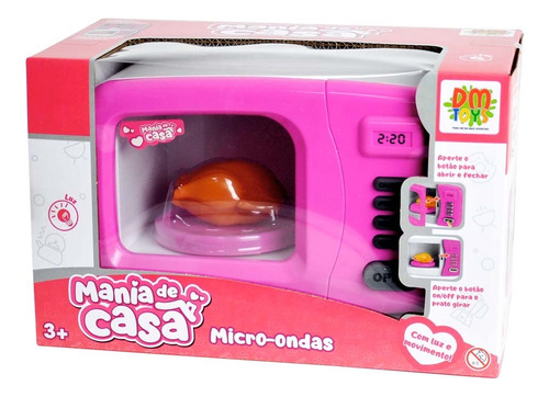 Forno Microondas Infantil Com Som E Luz - Giratório Dm Toys Cor Forno Microondas Infantil De Brinquedo Dmtoys