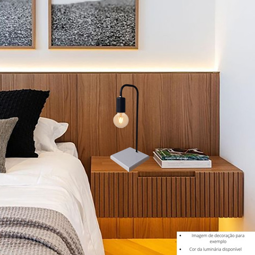 Luminária De Mesa Escritório Retrô Com Base Mdf - E-27