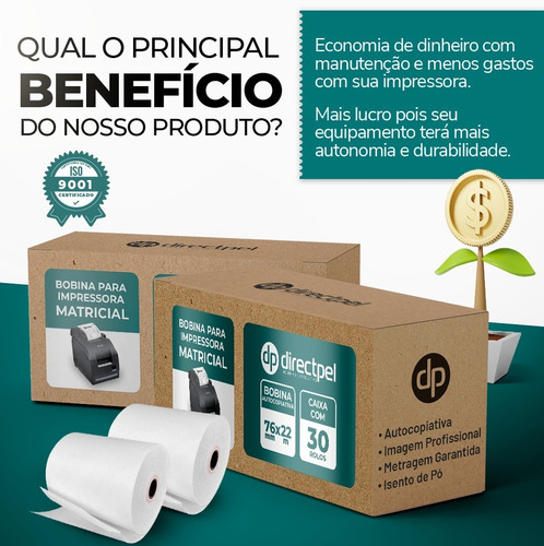 Directpel Bobina Autocopiativa 76x22 2 Vias Mp20 E Mais