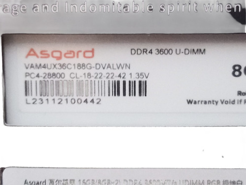 Ddr4 Asgard Valkyrie 3600mhz Rgb 16gb (2x8gb)