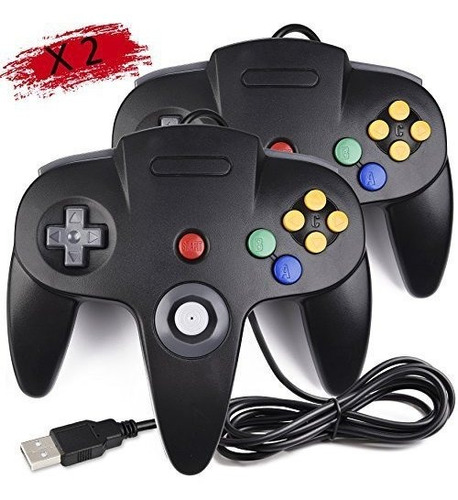 Set De 2 Controles De Diseño Clásico Nintendo 64 Para Pc