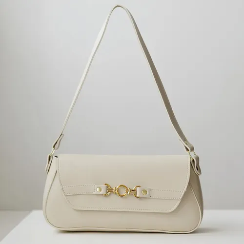 Bolsa De Ombro Baguete Tiracolo Média Feminina Casual Cor Creme