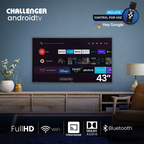 Imagen 7 de 8 de Smart TV Challenger Serie SMART LED 43LO68 BT ANDROID T2 Android 11 Full HD 43" 120V/240V
