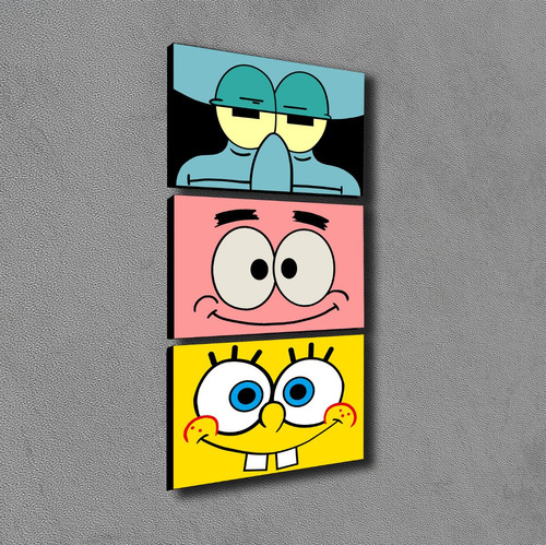 Cuadro Triptico De Serie Bob Esponja Amigos