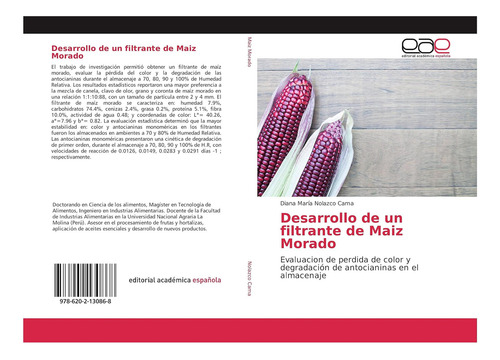 Libro: Desarrollo De Un Filtrante De Maiz Morado: Evaluacion