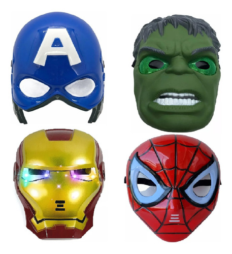 Máscara Con Lúz Avengers X4 Hulk Spiderman C América Ironman