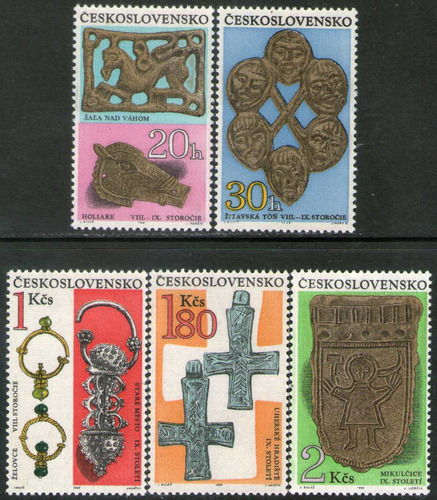 Checoslovaquia 5 Sellos Mint Tesoros Arqueológicos Año 1969 