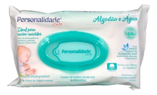 Lencos Umedecidos Personalidade Baby Algodao E Agua C/ 50 Un
