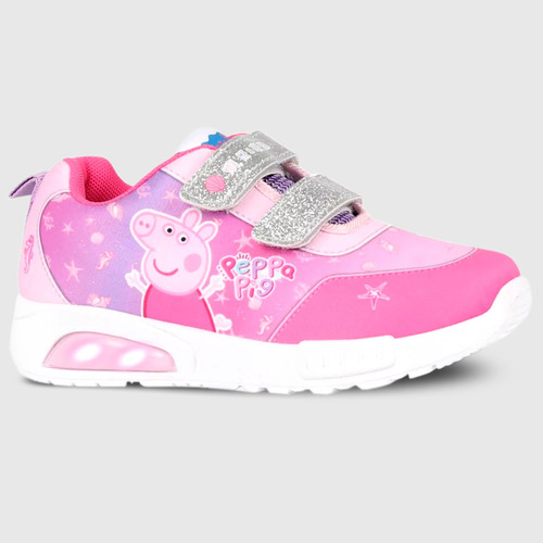 Zapatillas Footy Peppa Pig Con Luz Abrojo Led Niñas Cts