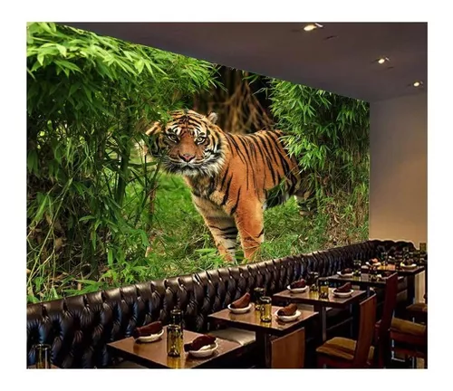 Adesivo De Parede Animais Tigre Paisagem 3d 1,90m² Anm201 no Shoptime