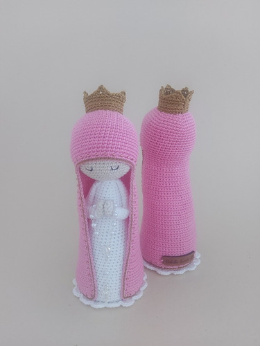Santinha Com Manto Rosa Em Amigurumi - CrochĂȘ