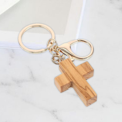 3 Llavero Con Cruz De Madera, Dijes Cruzados, Artes Y Dorado