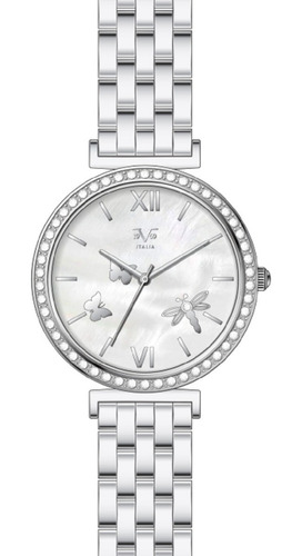 Reloj De Mujer V1969 Italia Plateado Tablero Madre Perla