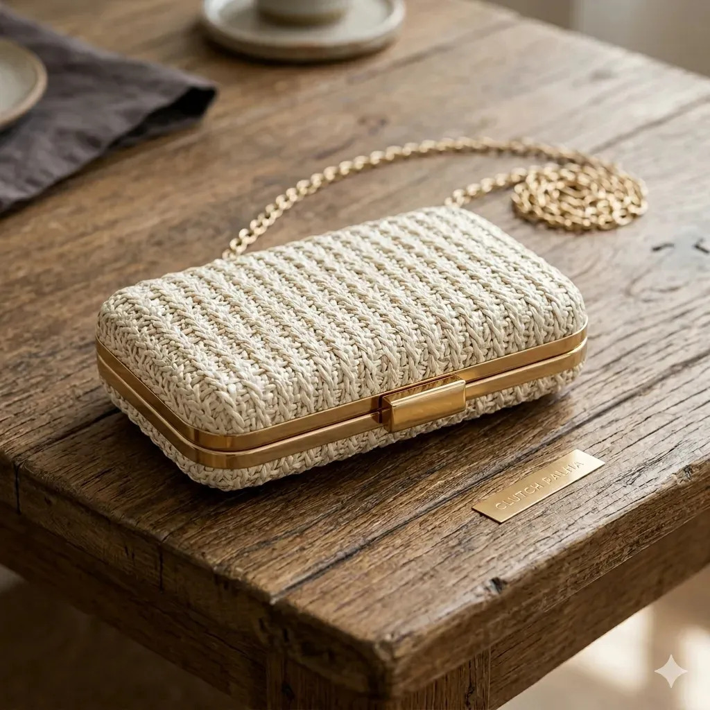 Bolsa Clutch Feminina Palha Chic Festa Casamentos Evento Com Alça Pérola Artestore