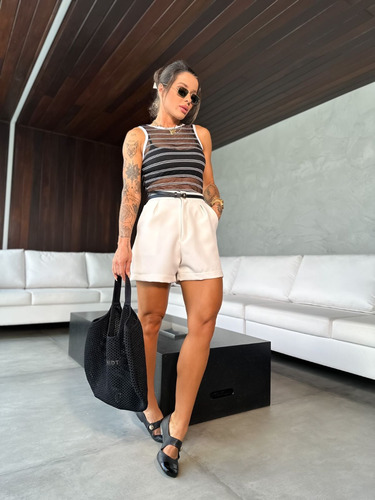 Shorts Alfaiataria Branco Melissa Anna Torquato