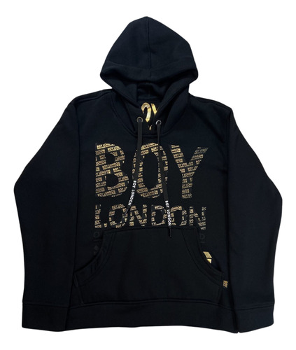 Sudadera Negra Hombre Letras Doradas En Relieve Boy London