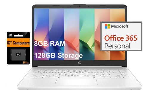 Laptop Hp 14 14'' Intel N4120 8gb 64gb Windows 11-blanco